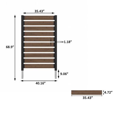 Image showing  Outdoor Fir Wood Flat Top Privacy Fence Screen for Soft and Hard Ground 1-Panel, Brown