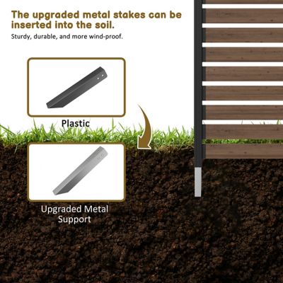 Image showing  Outdoor Fir Wood Flat Top Privacy Fence Screen for Soft and Hard Ground 1-Panel, Brown