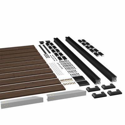 Image showing  Outdoor Fir Wood Flat Top Privacy Fence Screen for Soft and Hard Ground 1-Panel, Brown