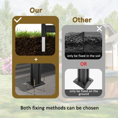 Image showing  Outdoor Fir Wood Flat Top Privacy Fence Screen for Soft and Hard Ground 1-Panel, Black