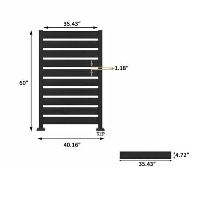 Image showing  Outdoor Fir Wood Flat Top Privacy Fence Screen for Soft and Hard Ground 1-Panel, Black