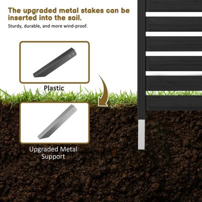 Image showing  Outdoor Fir Wood Flat Top Privacy Fence Screen for Soft and Hard Ground 1-Panel, Black