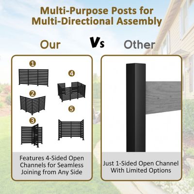 Image showing 6 th Veikous Outdoor Fir Wood Flat Top Privacy Fence Screen for Soft and Hard Ground 1-Panel, Black