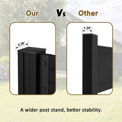 Image showing 7 th Veikous Outdoor Fir Wood Flat Top Privacy Fence Screen for Soft and Hard Ground 1-Panel, Black