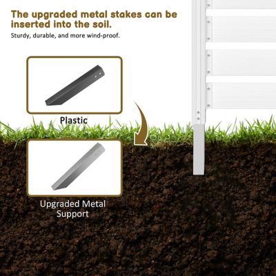 Image showing  Outdoor Fir Wood Flat Top Privacy Fence Screen for Soft and Hard Ground 1-Panel, White