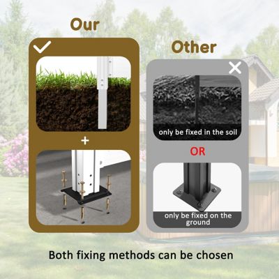 Image showing  Outdoor Fir Wood Flat Top Privacy Fence Screen for Soft and Hard Ground 2-Panels, White