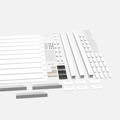 Image showing  Outdoor Fir Wood Flat Top Privacy Fence Screen for Soft and Hard Ground 2-Panels, White