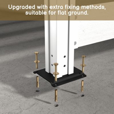 Image showing 5 th Veikous Outdoor Fir Wood Flat Top Privacy Fence Screen for Soft and Hard Ground 2-Panels, White