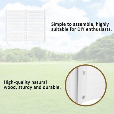 Image showing 7 th Veikous Outdoor Fir Wood Flat Top Privacy Fence Screen for Soft and Hard Ground 2-Panels, White