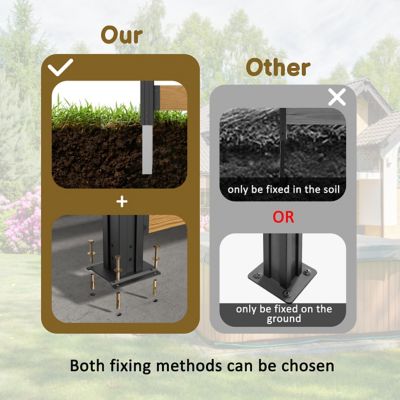 Image showing  Outdoor Fir Wood Flat Top Privacy Fence Screen for Soft and Hard Ground