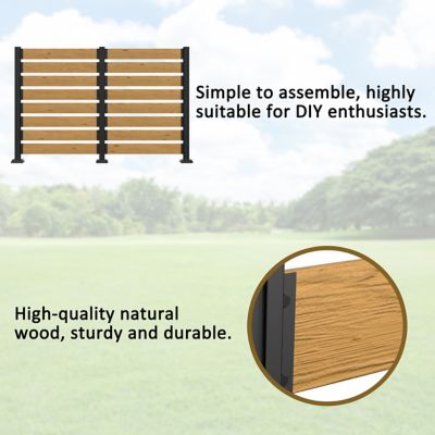 Image showing 7 th Veikous Outdoor Fir Wood Flat Top Privacy Fence Screen for Soft and Hard Ground