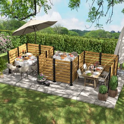 Image showing 9 th Veikous Outdoor Fir Wood Flat Top Privacy Fence Screen for Soft and Hard Ground