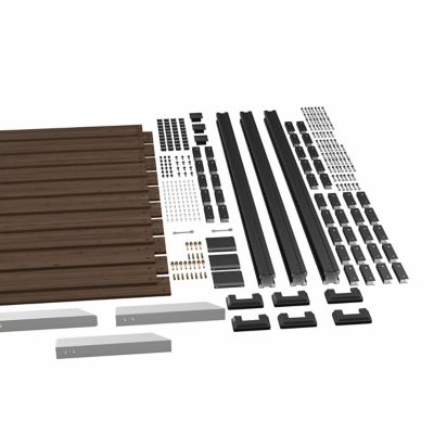 Image showing  Outdoor Fir Wood Flat Top Privacy Fence Screen for Soft and Hard Ground 2-Panels, Brown