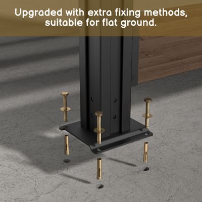 Image showing 5 th Veikous Outdoor Fir Wood Flat Top Privacy Fence Screen for Soft and Hard Ground 2-Panels, Brown