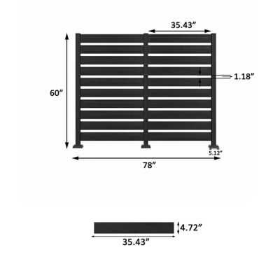 Image showing  Wood Flat Top Privacy Fence Screen for Soft and Hard Ground 2-Panels, Black