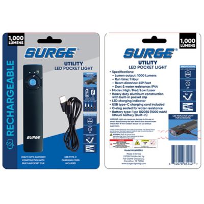 Surge 1,000 Lm Rechargeable Slim Light with Laser