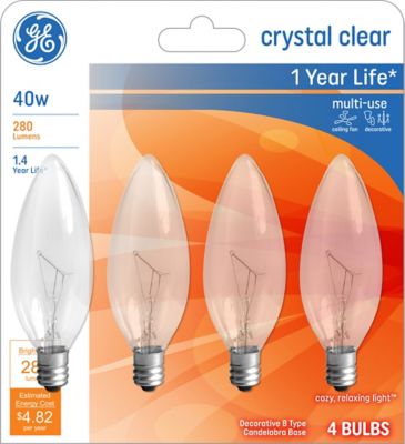 GE INC Soft White 40W Clear B10, 4 pk.