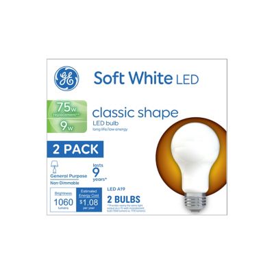 Image showing  Soft White LED 75 W A19, 2 pk.