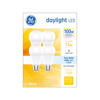 Image showing  Daylight LED 100 W A19, 4 pk.