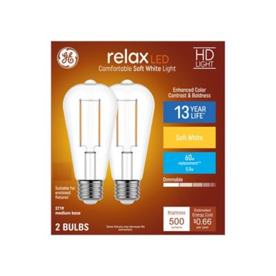 Image showing 1 th GE Relax HD Soft White 60 W ST19, 2 pk.