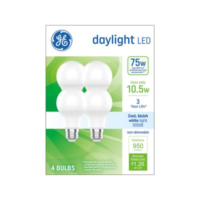 Image showing  Daylight LED 75 W A19, 4 pk.