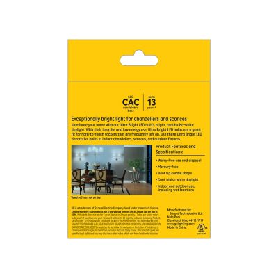 Image showing 2 th GE Ultra Bright Daylight 100 W Clear CA12, 3 pk.