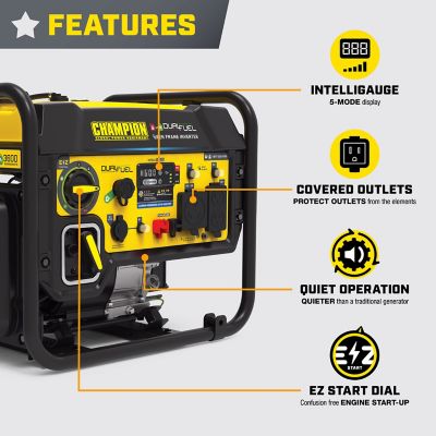 Image showing  5500W Dual Fuel Portable Open Frame Inverter Generator with Quiet Technology and CO Shield