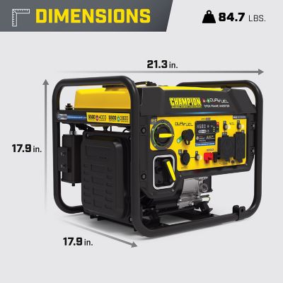Image showing 7 th Champion Power Equipment 5500W Dual Fuel Portable Open Frame Inverter Generator with Quiet Technology and CO Shield