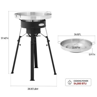 Image showing  Portable Gas Cooker with Stainless Steel Wok, with Cast Iron Burner, 54,000 BTU, Height Adjustable Legs