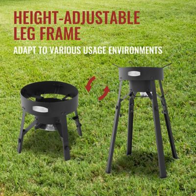 Image showing 5 th Creole Feast Portable Gas Cooker with Stainless Steel Wok, with Cast Iron Burner, 54,000 BTU, Height Adjustable Legs