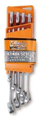 Beta Tools Set of 9 Stainless Steel, 12-Point, 15 deg. Offset Metric Combination Wrenches