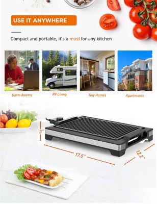 Image showing 6 th Commercial CHEF Indoor Grill for Countertop Electric Grill with Adjustable Temperature Control