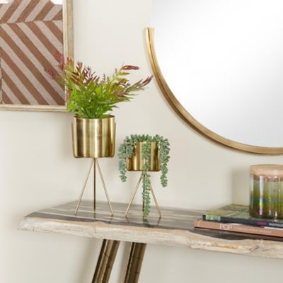 Cosmoliving by Cosmopolitan Polished Metal Indoor Planter with Removable Stand