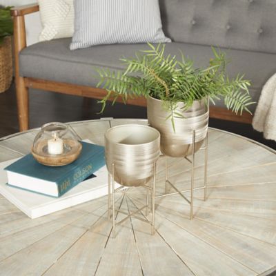 Harper & Willow Metal Small Brushed Dome Indoor Planter with Removable Stand