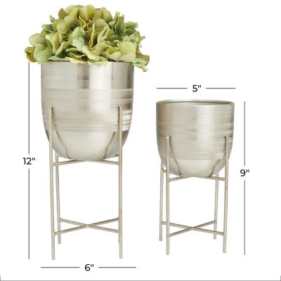 Image showing  Metal Small Brushed Dome Indoor Planter with Removable Stand