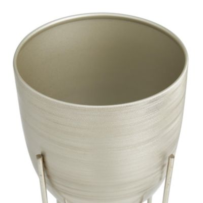 Image showing  Metal Small Brushed Dome Indoor Planter with Removable Stand
