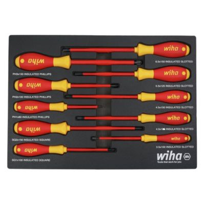 Image showing  10 pc. Insulated SoftFinish Cushion Grip Screwdriver Tray Set