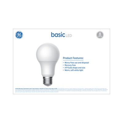 Image showing  Basic Soft White LED 60W A19, 8 pk.
