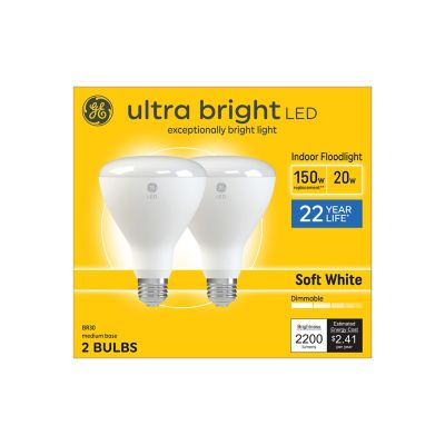 Image showing  Ultra Bright Soft White 150W BR30, 2 pk.