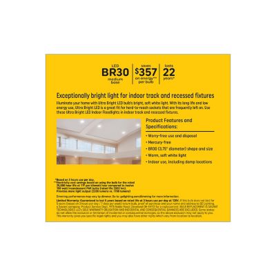 Image showing  Ultra Bright Soft White 150W BR30, 2 pk.