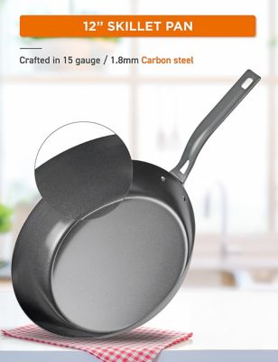 Image showing  12 in. Carbon Steel Skillet, Non Stick Frying Pan with Ceramic Coating