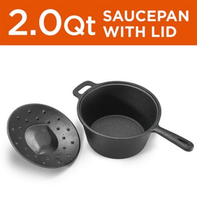 Image showing  2 Quart Cast Iron Saucepan, Dutch Oven Cast Iron Saucepan With Lid And Looped Handle