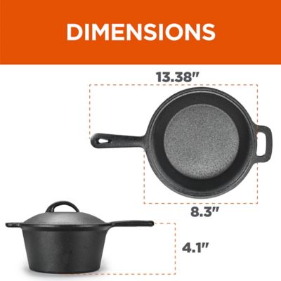 Image showing 6 th Commercial CHEF 2 Quart Cast Iron Saucepan, Dutch Oven Cast Iron Saucepan With Lid And Looped Handle