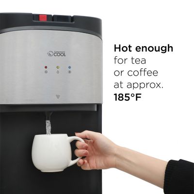 Image showing 6 th Commercial Cool Freestanding Top Loading Water Cooler with Hot and Cold Temperature Options in Black/Silver