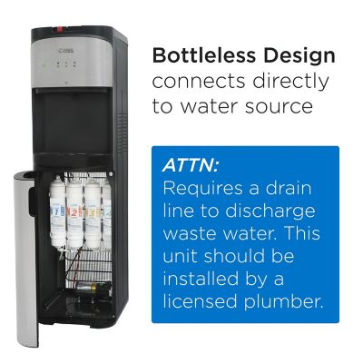 Image showing 7 th Commercial Cool Freestanding Top Loading Water Cooler with Hot and Cold Temperature Options in Black/Silver