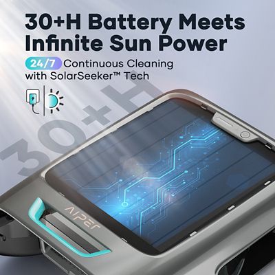 Image showing 2 th Aiper Intelligent EcoSurfer M2 24/7 Solar-Powered Automatic Robotic Pool Skimmer with DebrisGuard, Aiper App Compatibility