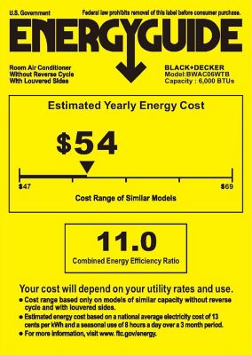 Image showing 7 th Black & Decker 6000 BTU Window Air Conditioner Unit, AC Cools Up to 250 Square Feet