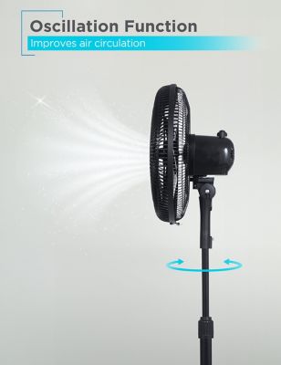 Image showing  16-Inch Pedestal Fan, Standing Fan with 3 Speed Settings, Black