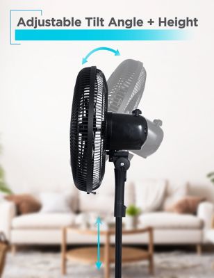 Image showing  16-Inch Pedestal Fan, Standing Fan with 3 Speed Settings, Black