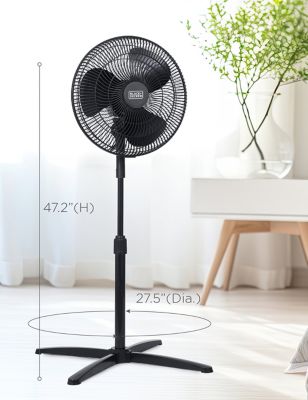 Image showing 5 th Black & Decker 16-Inch Pedestal Fan, Standing Fan with 3 Speed Settings, Black
